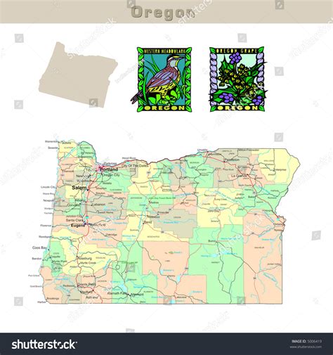 Usa States Series Oregon Political Map Ilustrações Stock 5006419