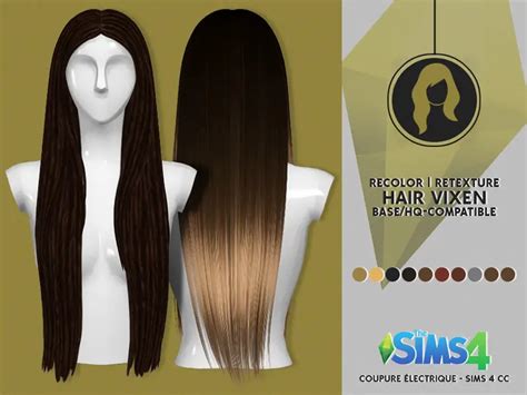 Coupure Electrique Nightcrawler`s Vixen Hair Retextured Sims 4 Hairs