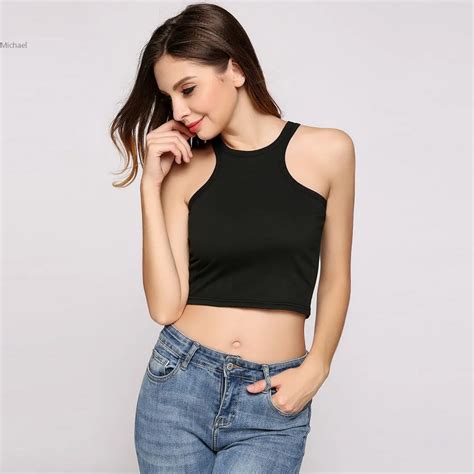 Fanala Fashion 2017 Summer Cotton Women Crop Top O Neck Sexy Casual Solid Sleeveless Slim Fit