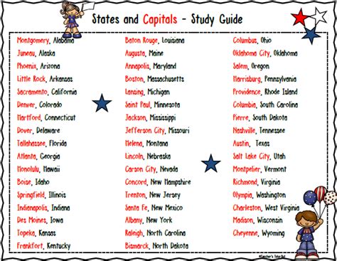 Free States And Capitals Study Guide Teachers Take Out 5th Grade