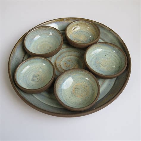 Big Ceramic Plate And Bowls Set Set Of Five Ceramic Handmade Etsy