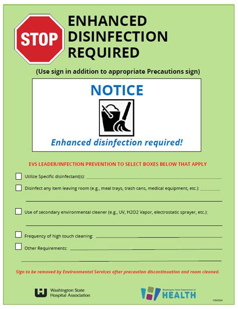 Isolation Precaution Signage Enhanced Disinfection Washington State