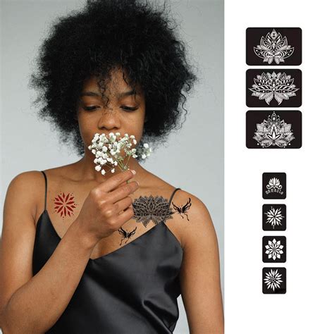 Buy Henna Tattoo Stencil Women Large Temporary Tattoo Templates Body Art Designs Self Adhesive