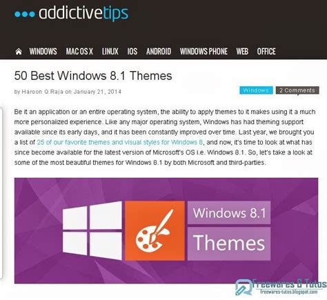 Les 50 Meilleurs Thèmes Pour Windows 81 ~ Freewares And Tutos
