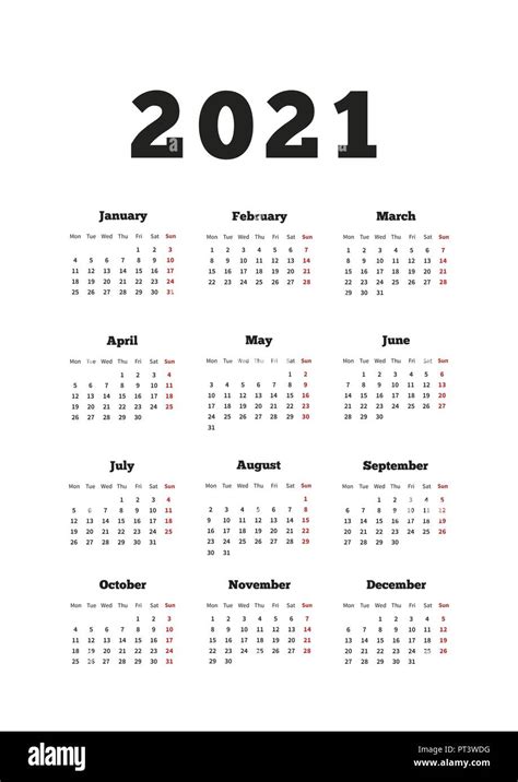 A4 Calendar 2021 2021 Calendar