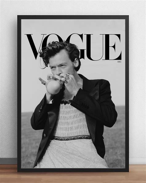 Harry Styles Vogue Magazine Cover Print Black And White Etsy
