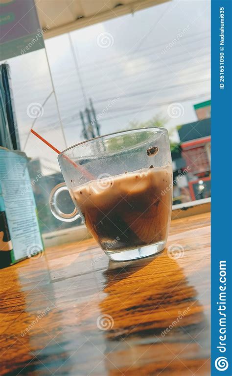 Hot Weather With A Sip Of Sweet Cold Chocolate Stock Photo Image Of