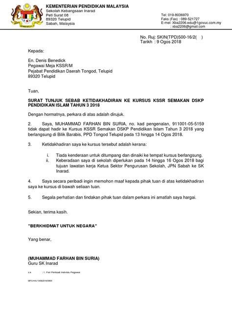 Surat Tunjuk Sebab Ketidakhadiran Ke Mesyuarat Pdf