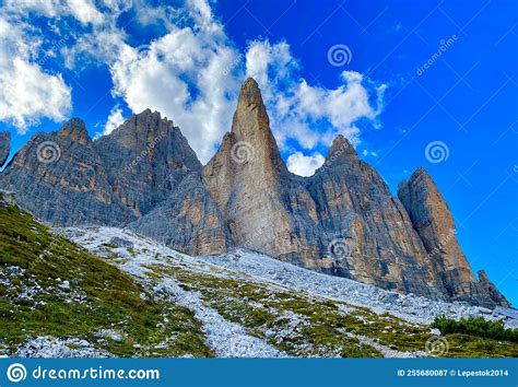 Beautiful Peaks Of Tre Cime Di Lavaredo In The Italian Dolomites