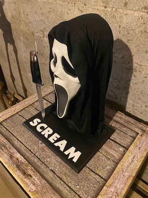 Scream Ghostface Mask And Knife Display Stand Scream Movie Etsy