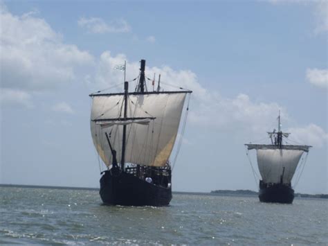 Tall Ship Replicas Of Columbus Nina And Pinta Sailing Into Muskegon