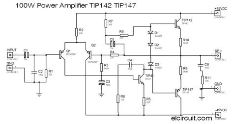 In this article we learn about a 1 watt fm transmitter amplifier with a reasonably balanced design specified to boost a rf frequency. 100W Power Amplifier TIP142/TIP147 - Electronic Circuit