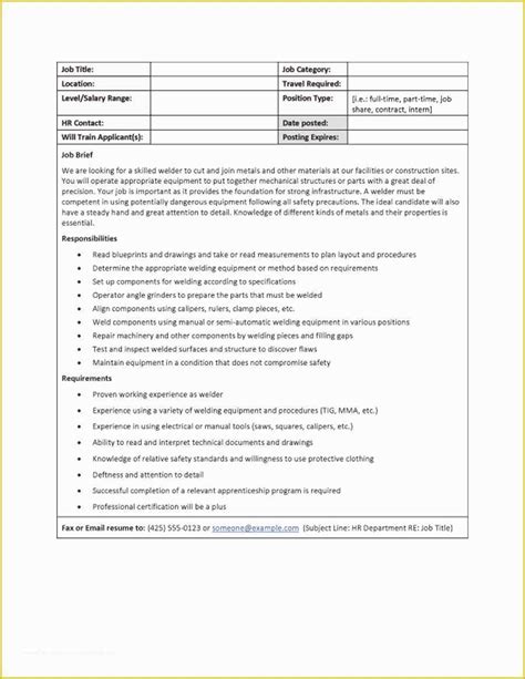 Free Printable Job Description Template Of 47 Job Description Templates