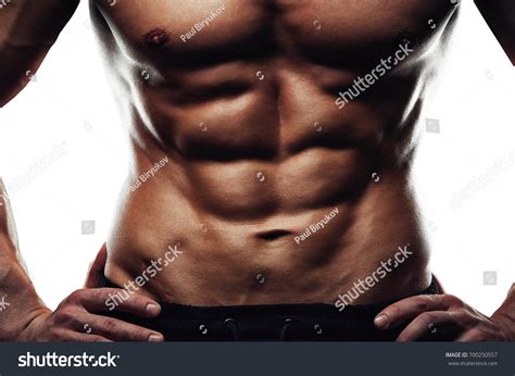 Male Fitness Model Naked Torso Showing Stok Fotoğrafı 700250557