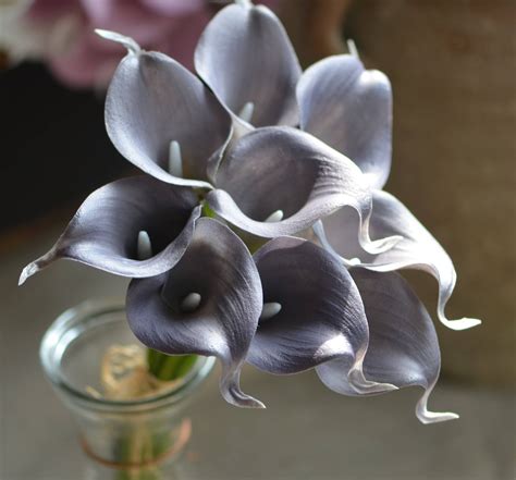 Gray Calla Lilies Real Touch Flowers DIY Calla Lilies Wedding Etsy