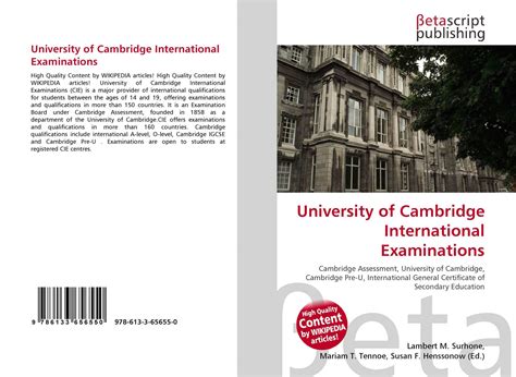 University Of Cambridge International Examinations 978 613 3 65655 0