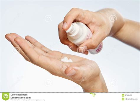Hands Cosmetic Cream White Background Skin Care Stock Photo Image
