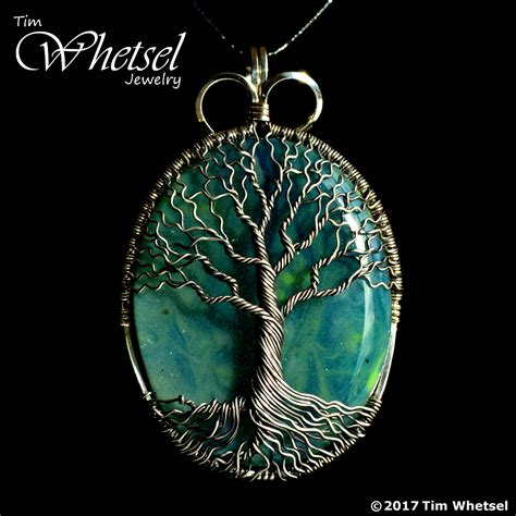 Orgonite Green - Sterling & Fine Silver Wire Wrap Tree of Life Pendant - Handmade Jewelry by Tim ...