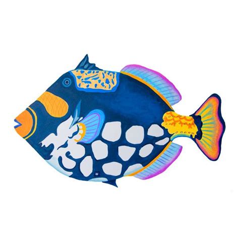 Tropical Powder Blue Fish Art Print Silk Painting Painting And Drawing