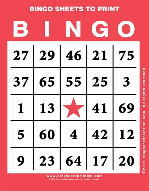 Bingo Paper Sheets Printable Printable Bingo Cards
