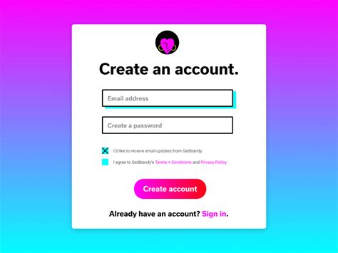 Getbrandy Create Account Screen by Mara Lubell for Works Progress ...
