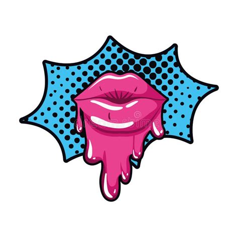 Female Lips Dripping Isolated Icon Stock Vector Illustration Of