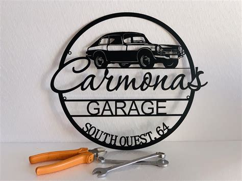 Personalized Metal Name Garage Sign Custom Location Address Wall Art