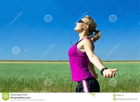 Running Woman Arms Outstretched Stock Photo Image Of Lifestyle