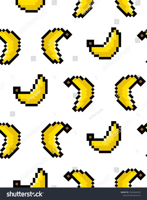 8 Bit Pixel Bananas White Background Stock Vector Royalty Free