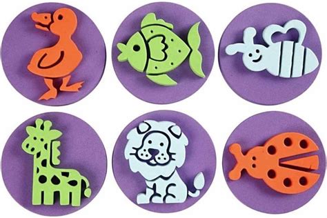 6 Double Sided Animal Foam Paint Stamps For Kids Crafts Sponge Paint