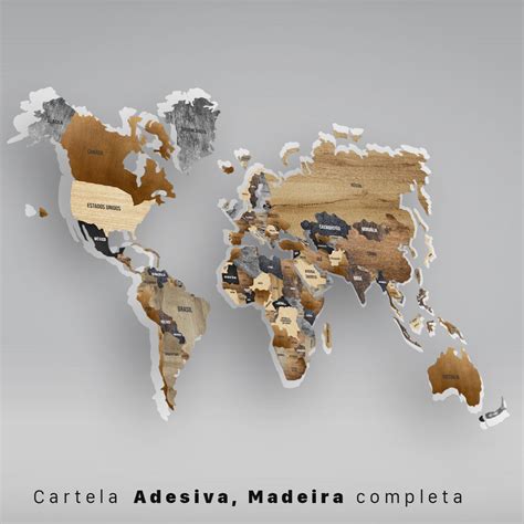 Gratuitas para uso comercial não precisam de atribuição sem direitos autorais. Mapa Mundo Madeira Parede - Adesivo De Parede Mapa Mundi ...