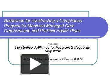 PPT Guidelines For Constructing A Compliance Program For Medicaid