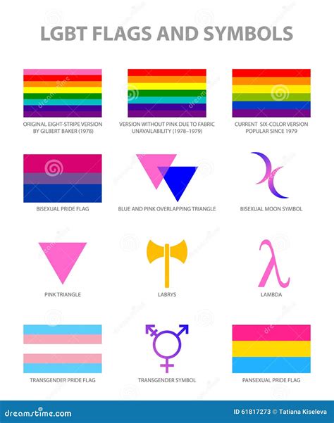 Lgbt Movements Pride Symbols And Flags Set Stock Vector Illustration