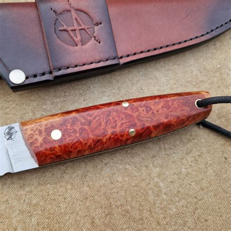 Full Tang Puukko Knife With Stabilized Red Mallee Burl Handle Sirius