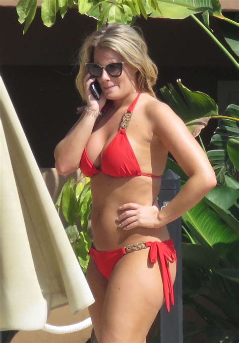 Danielle Armstrong In Red Bikini At A Pool In Malaga Gotceleb
