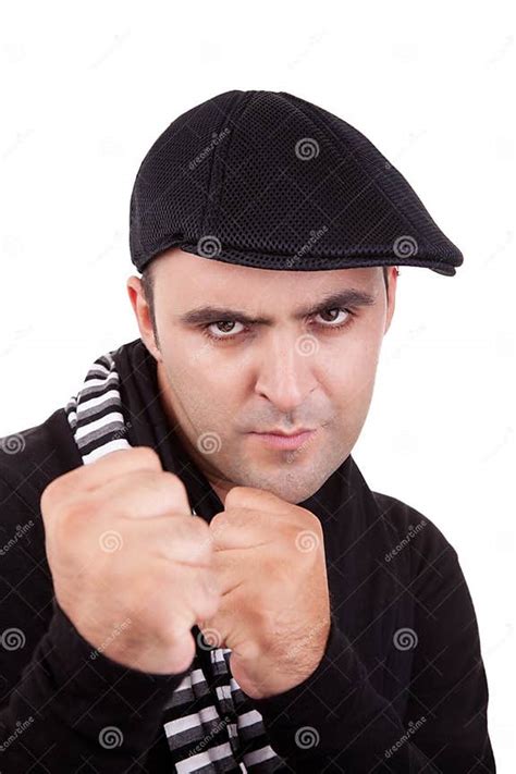 Angry Man Punching Stock Image Image Of Health Scarf 15748877