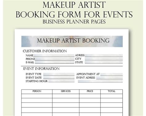 Freelance Makeup Artist Contracts Value Package Wedding Etsy Makeup