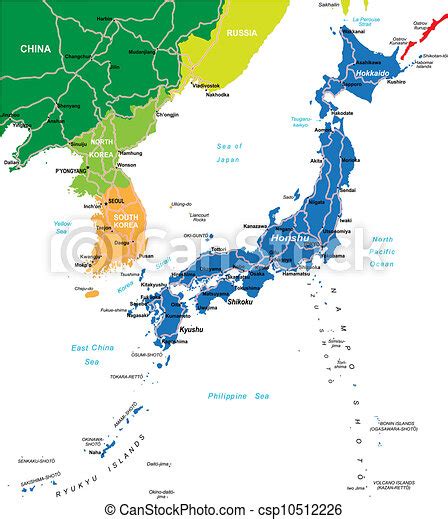 Japan Map Highly Detailed Vector Map Of Japan With Main Cities And