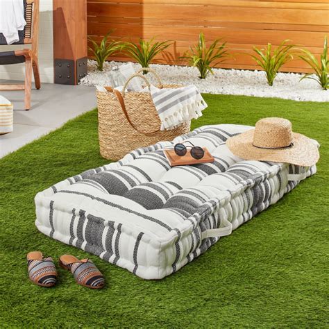 For Sunbathing Variegated Stripe Indooroutdoor French Floor Cushion