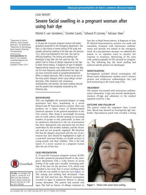 Pdf Severe Facial Swelling In A Pregnant Woman After Using Hair Dye