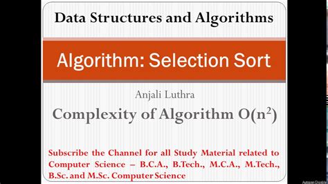 algorithm and complexity of selection sort data structures and