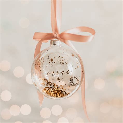 Personalised Name Celestial Glass Bauble By Coral And Moss Decorative