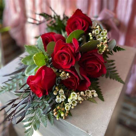 Half Dozen Red Wrapped Worcester Florist Sparkle Flower Delivery
