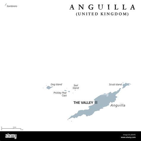 Anguilla Political Map With Capital The Valley British Overseas
