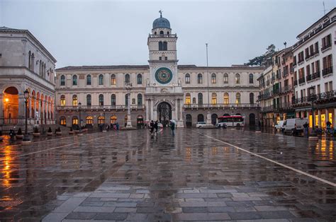 Piazza Dei Signori In Padua On A Rainy Evening Padua Veneto Italy