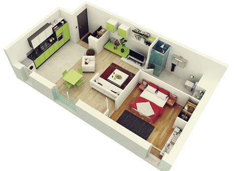1 bedroom bathroom apartment for at eleven in 3d floor plan studio transpa png 4101403 vippng. 1 Bedroom Apartment/House Plans | Plantas de casas, Quarto ...
