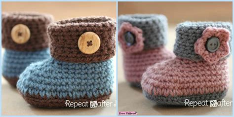 Crochet Cuffed Baby Booties Free Pattern DIY 4 EVER