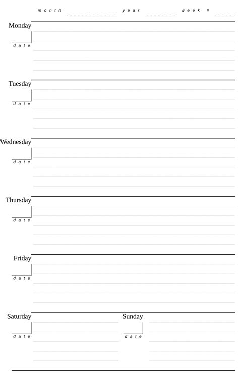 Weekly Diary A4 Printable Template Free Printable Papercraft Templates Hot Sex Picture