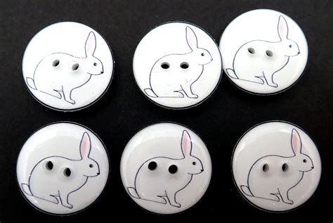 6 Handmade Rabbit Buttons Decorative Novelty Sewing Bunny Etsy