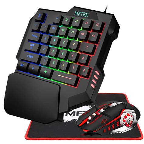 Buy Mftek One Hand Gaming Keyboard And Mouse Combo Rgb Rainbow Backlit